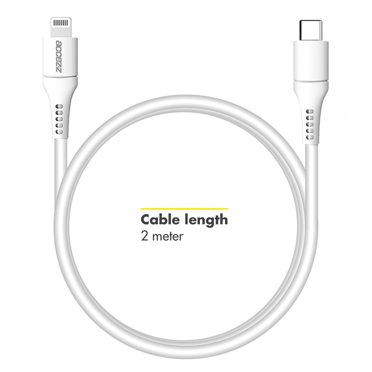 Accezz Lightning naar USB-C kabel - MFi certificering - 2 meter - Wit - Afbeelding 4