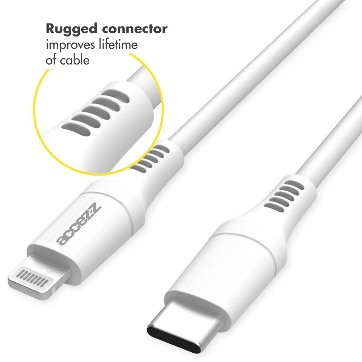 Accezz Lightning naar USB-C kabel - MFi certificering - 2 meter - Wit - Afbeelding 2