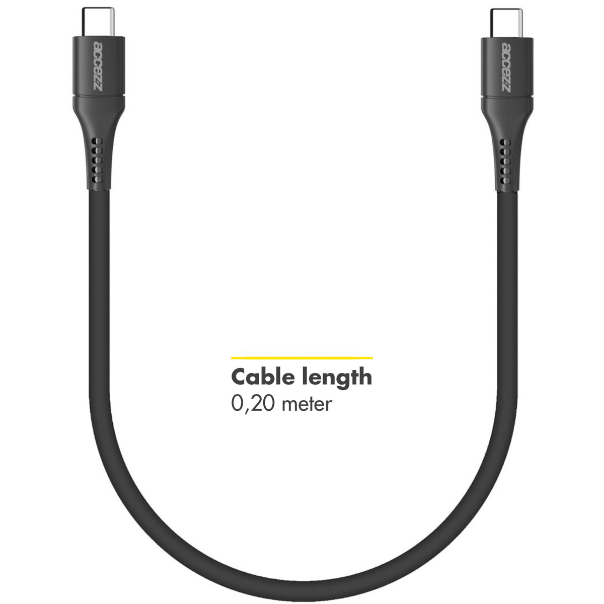 Accezz USB-C naar USB-C kabel - 0,2 meter - Zwart - Afbeelding 3