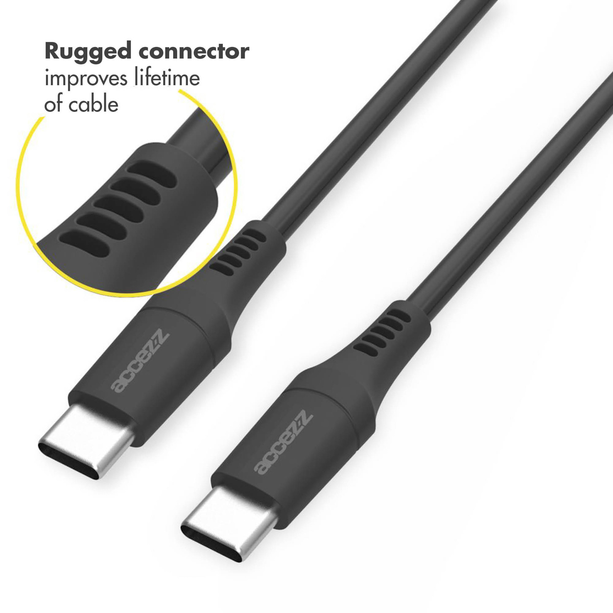 Accezz USB-C naar USB-C kabel - 0,2 meter - Zwart - Afbeelding 4