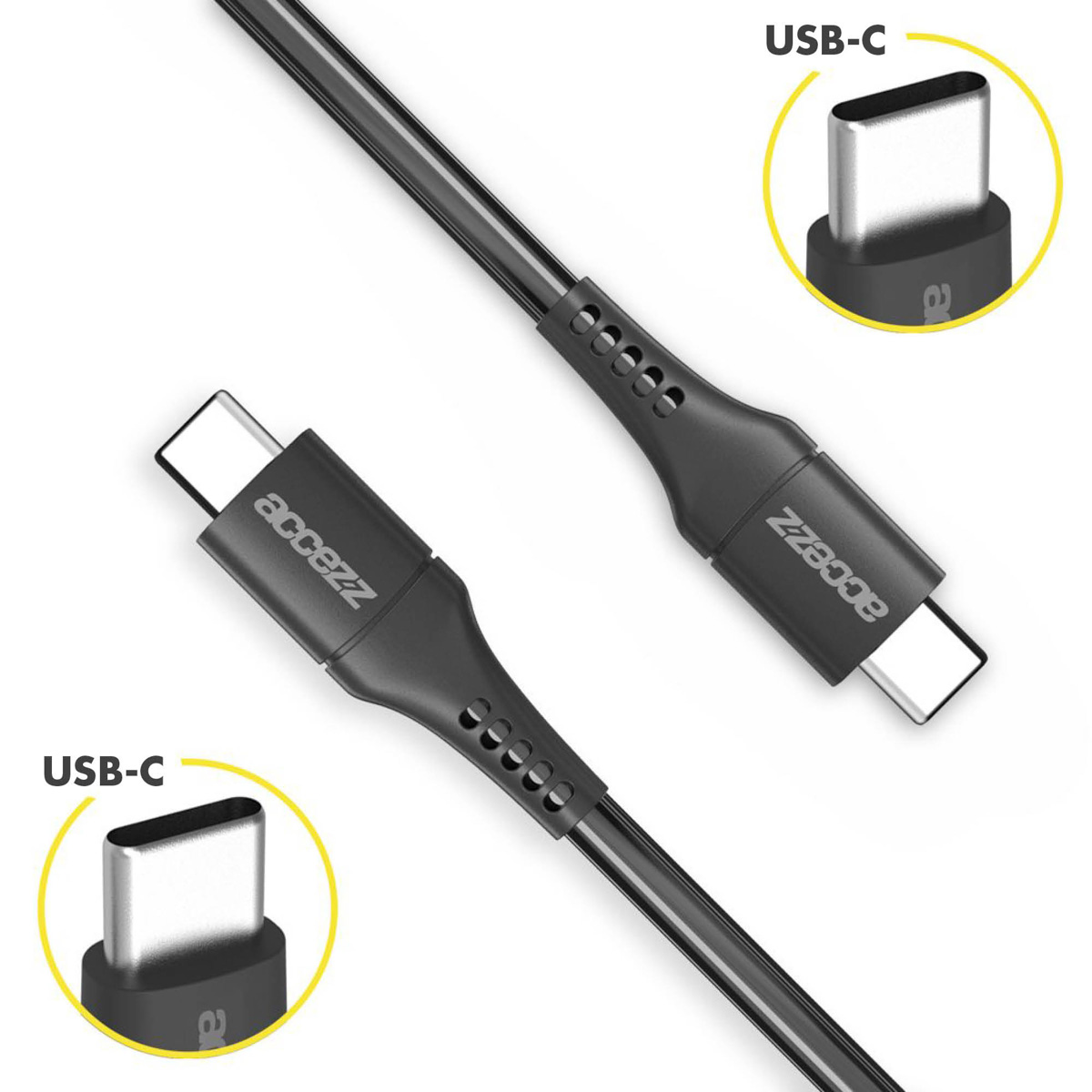 Accezz USB-C naar USB-C kabel - 0,2 meter - Zwart - Afbeelding 2