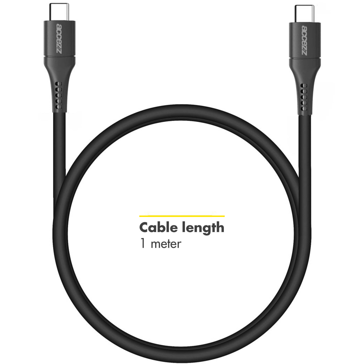 Accezz USB-C naar USB-C kabel - 1 meter - Zwart - Afbeelding 3