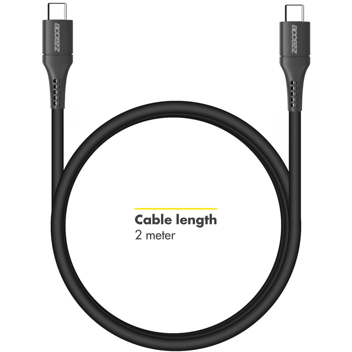 Accezz USB-C naar USB-C kabel - 2 meter - Zwart - Afbeelding 3