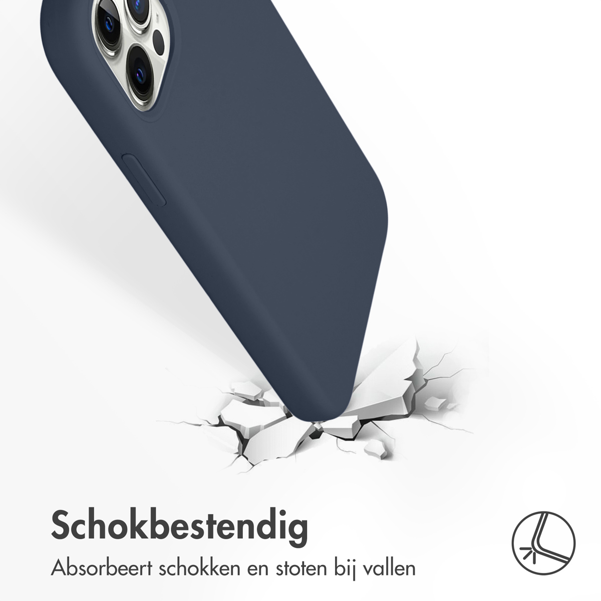 Accezz Liquid Silicone Backcover met MagSafe Apple iPhone 12 (Pro) - Donkerblauw - Afbeelding 3