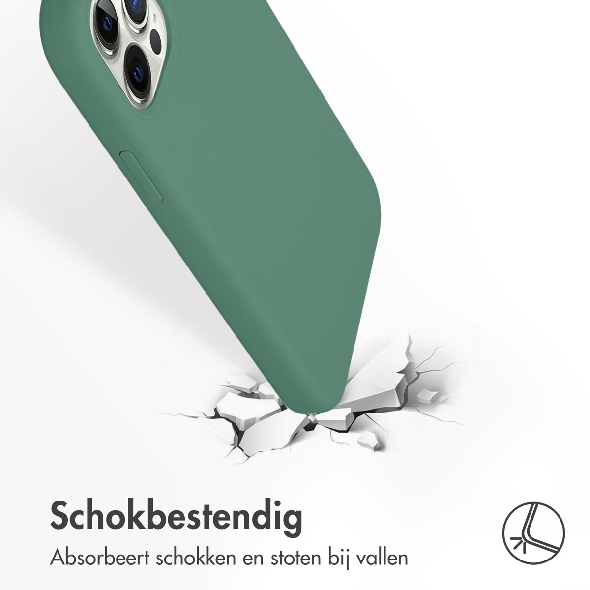 Accezz Liquid Silicone Backcover met MagSafe Apple iPhone 12 (Pro) - Donkergroen - Afbeelding 3