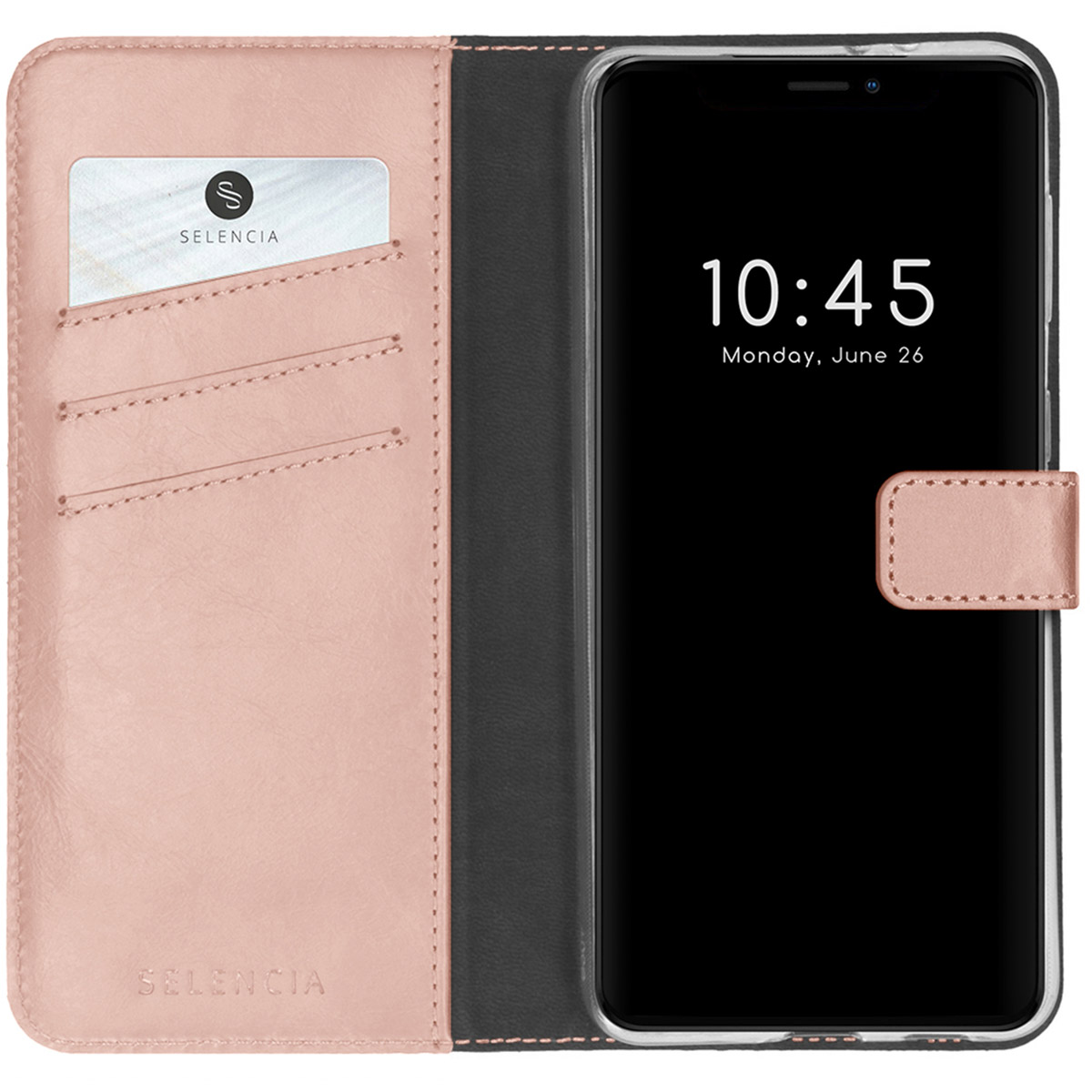Selencia Echt Leren Bookcase iPhone 13 Pro Max – Roze
