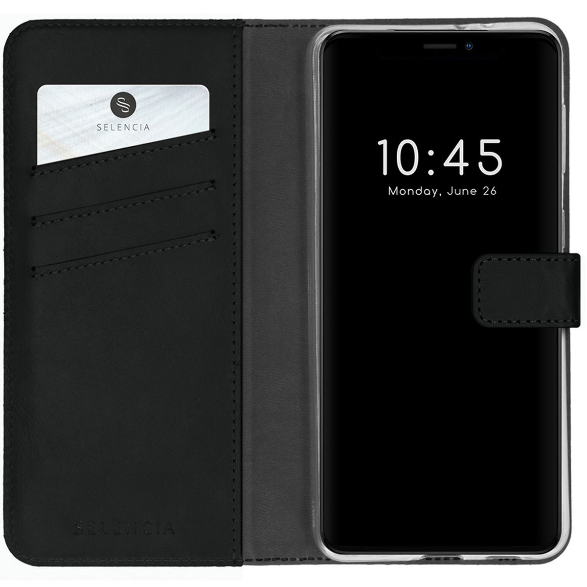 Selencia Echt Leren Bookcase iPhone 13 Pro Max – Zwart