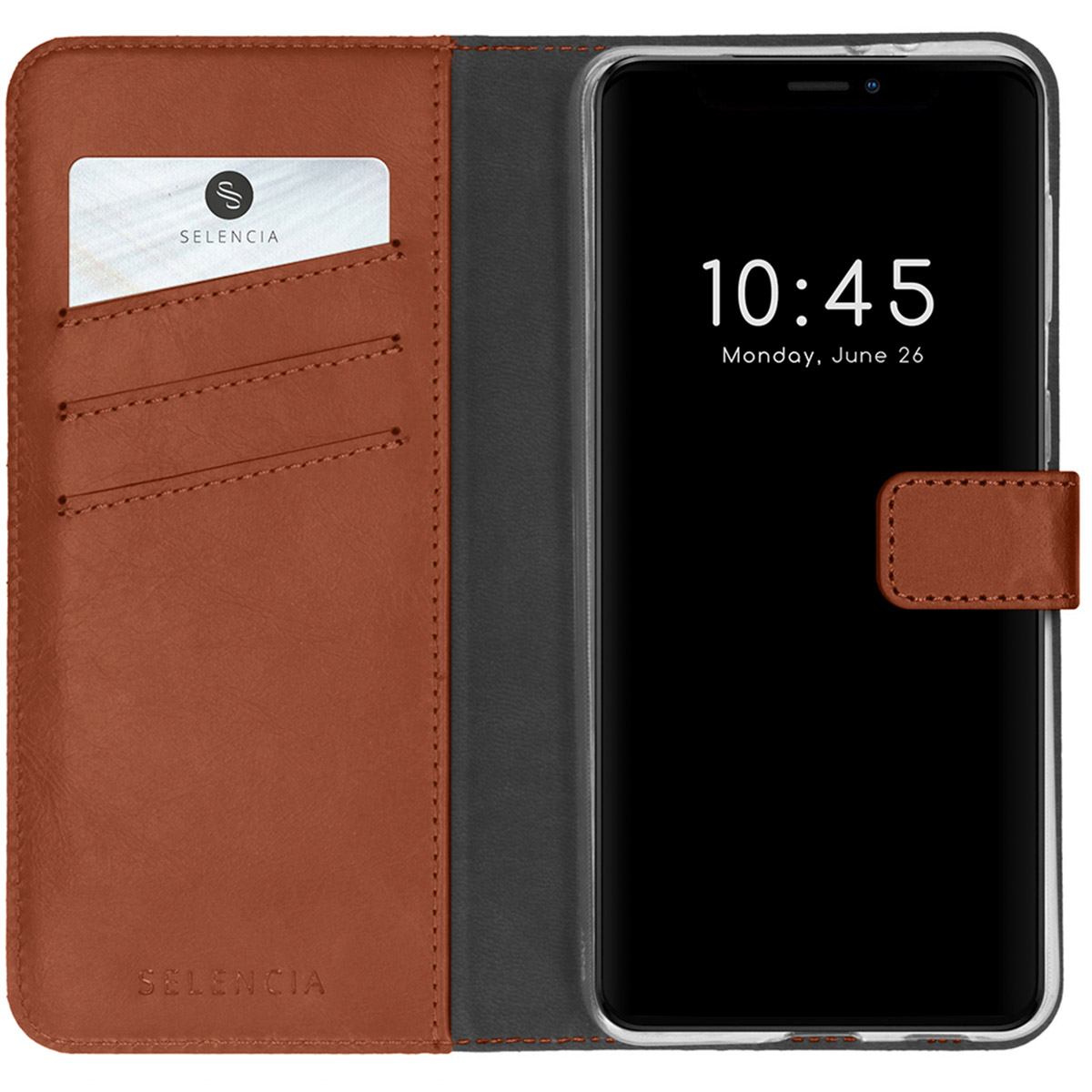 Selencia Echt Leren Bookcase iPhone 13 – Lichtbruin
