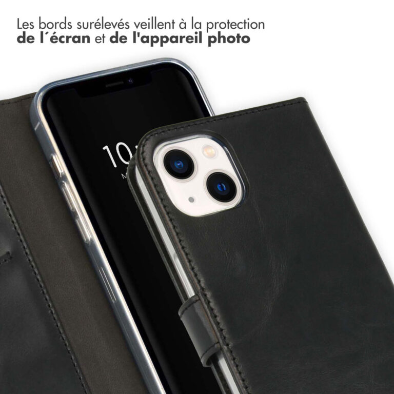 Selencia Echt Lederen Bookcase Apple iPhone 13 - Zwart - Afbeelding 5