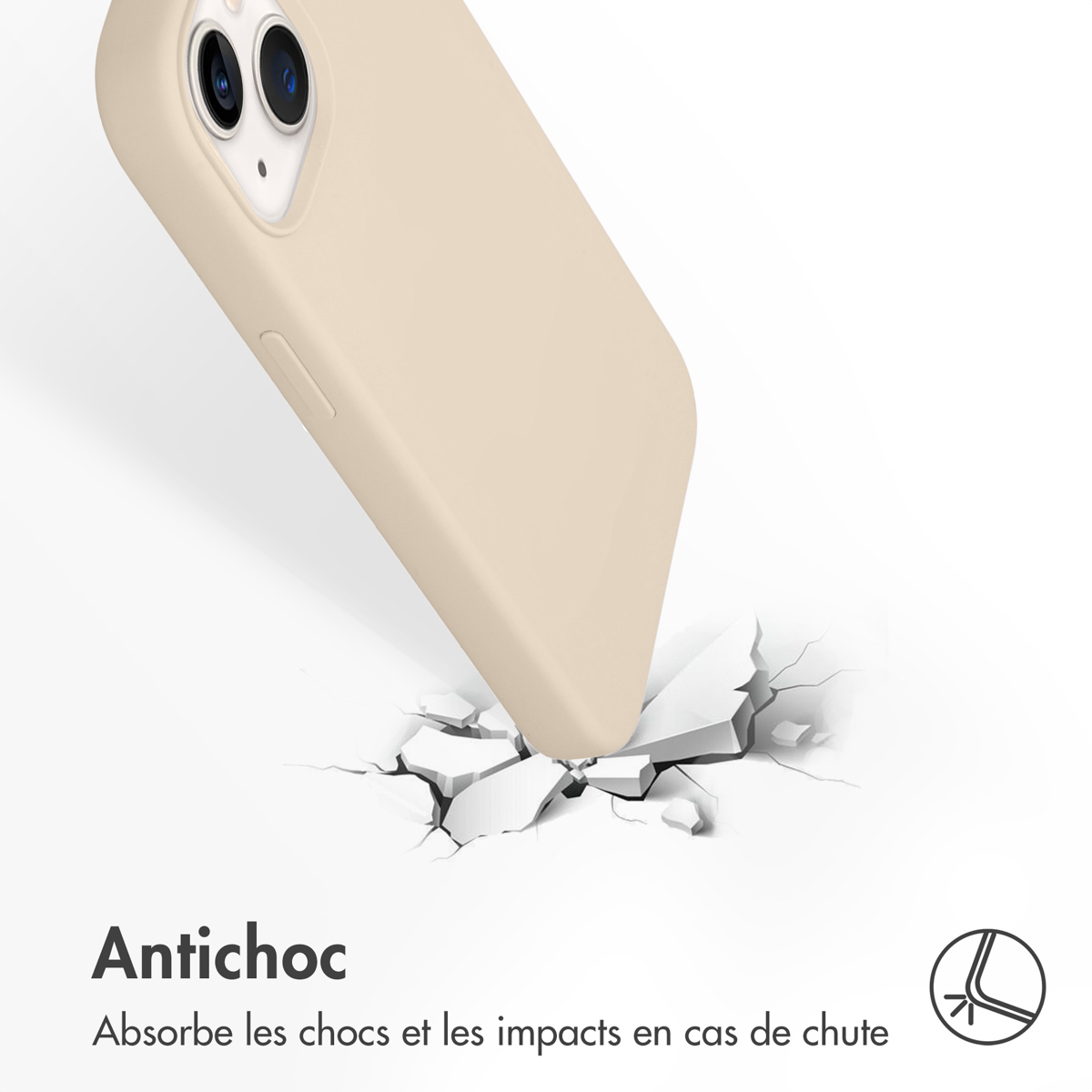 Accezz Liquid Silicone Backcover Apple iPhone 14 / 13 - Stone - Afbeelding 3