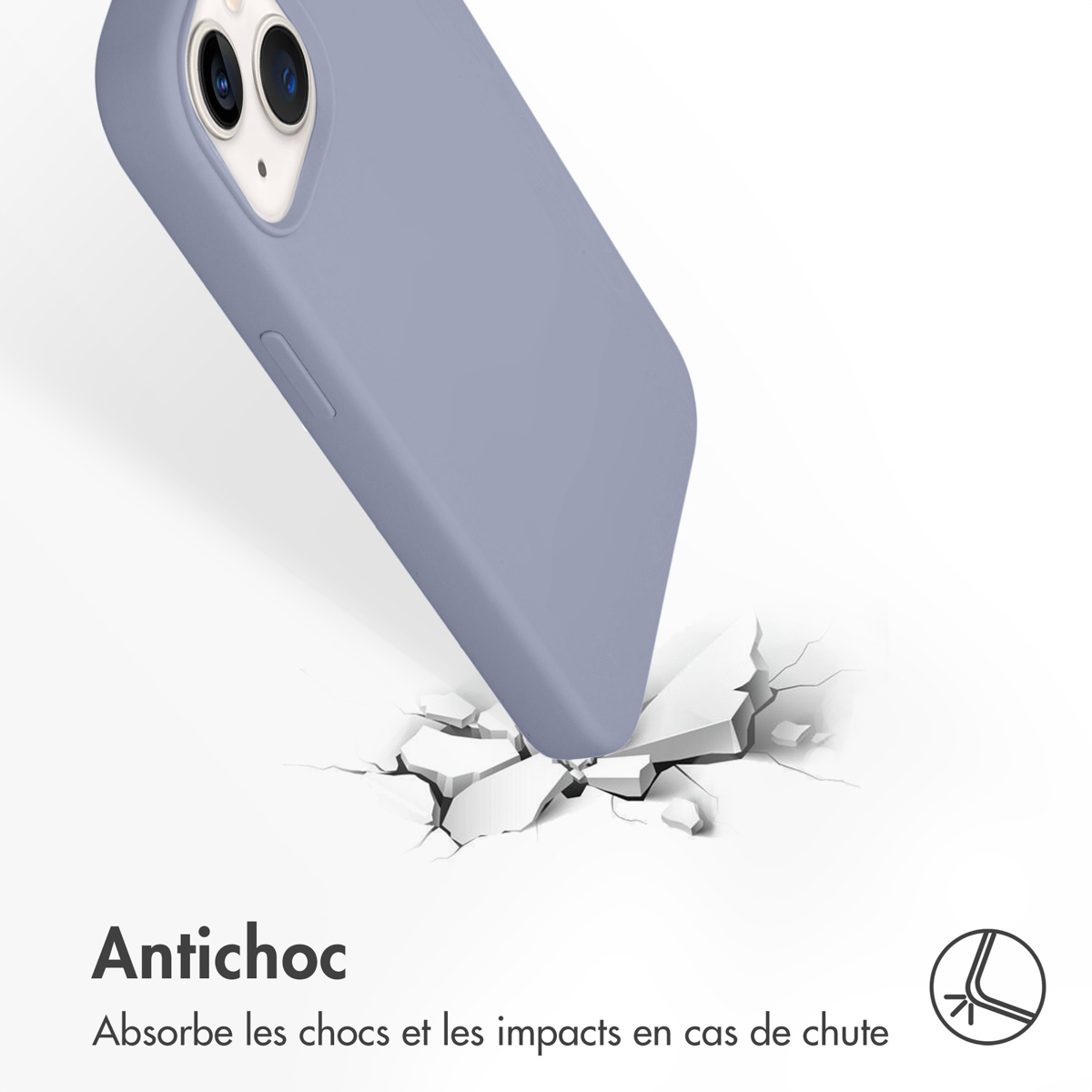 Accezz Liquid Silicone Backcover Apple iPhone 14 / 13 - Lavender Gray - Afbeelding 7