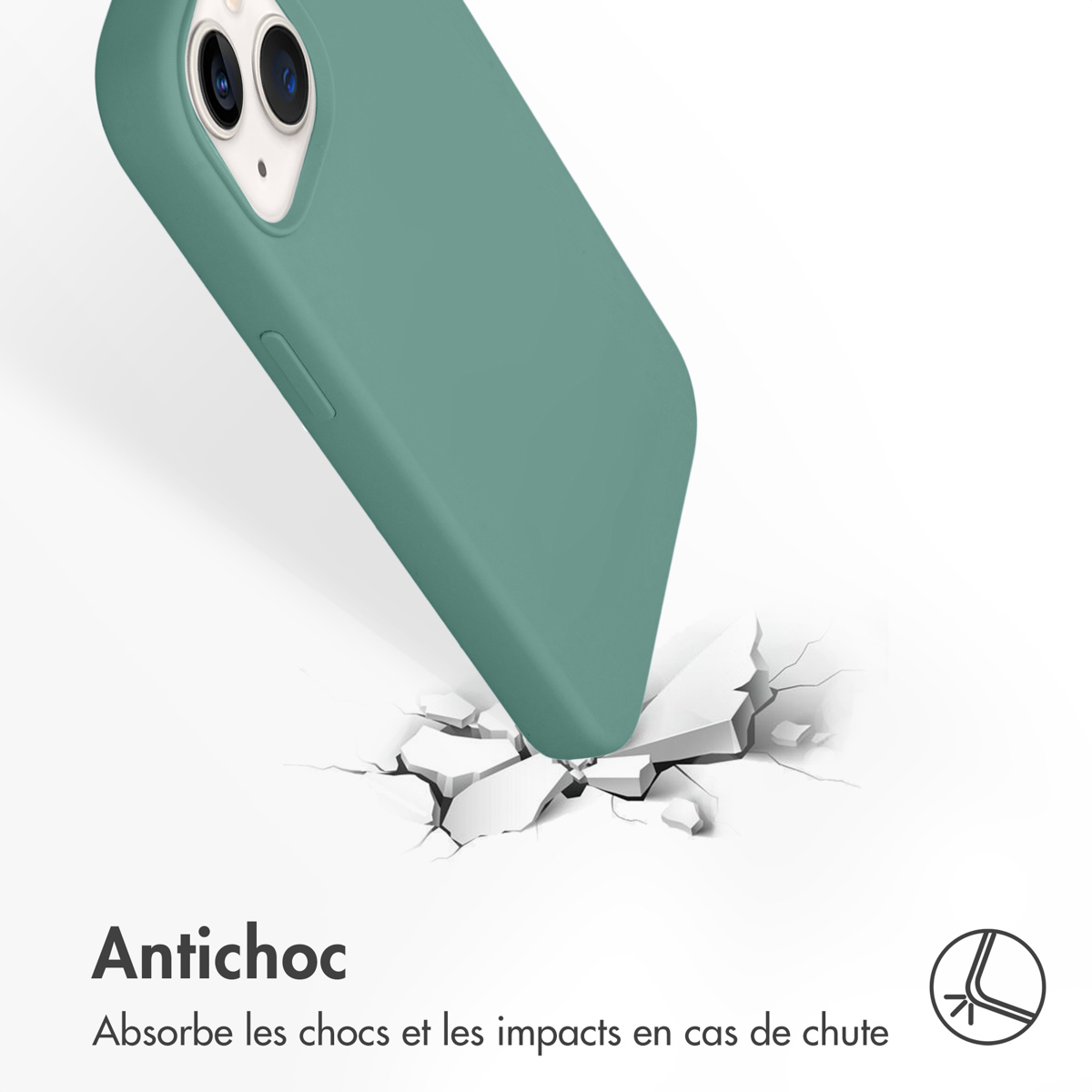 Accezz Liquid Silicone Backcover Apple iPhone 14 / 13 - Donkergroen - Afbeelding 3