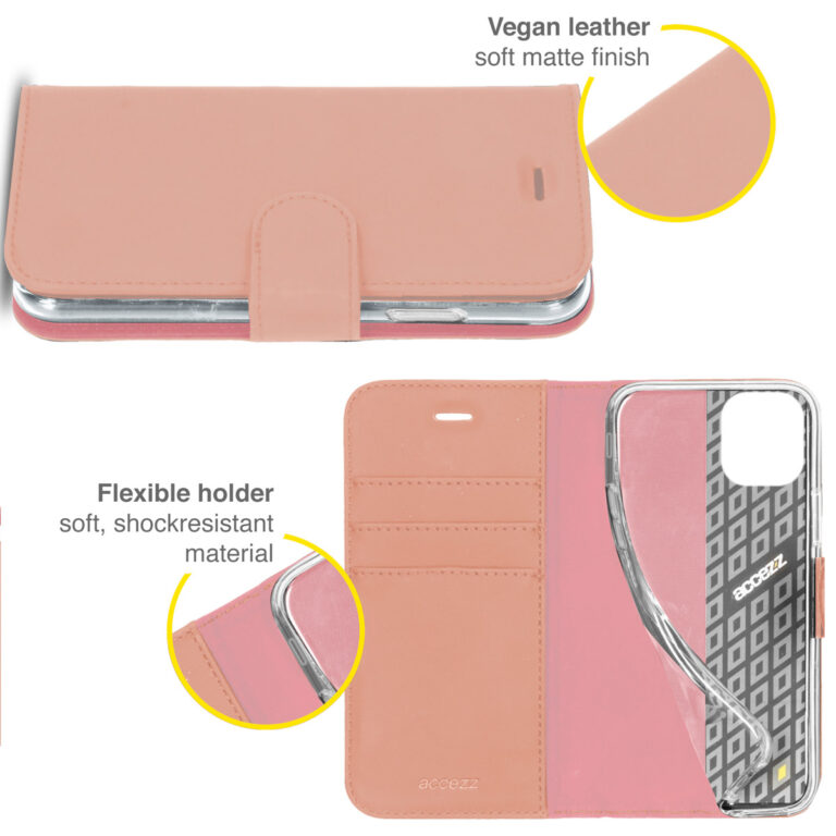 Accezz Wallet Softcase Bookcase Apple iPhone 13 Pro - Rosé Goud - Afbeelding 2