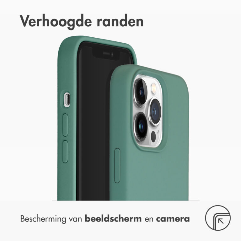 Accezz Liquid Silicone Backcover met MagSafe Apple iPhone 13 Pro - Donkergroen - Afbeelding 2