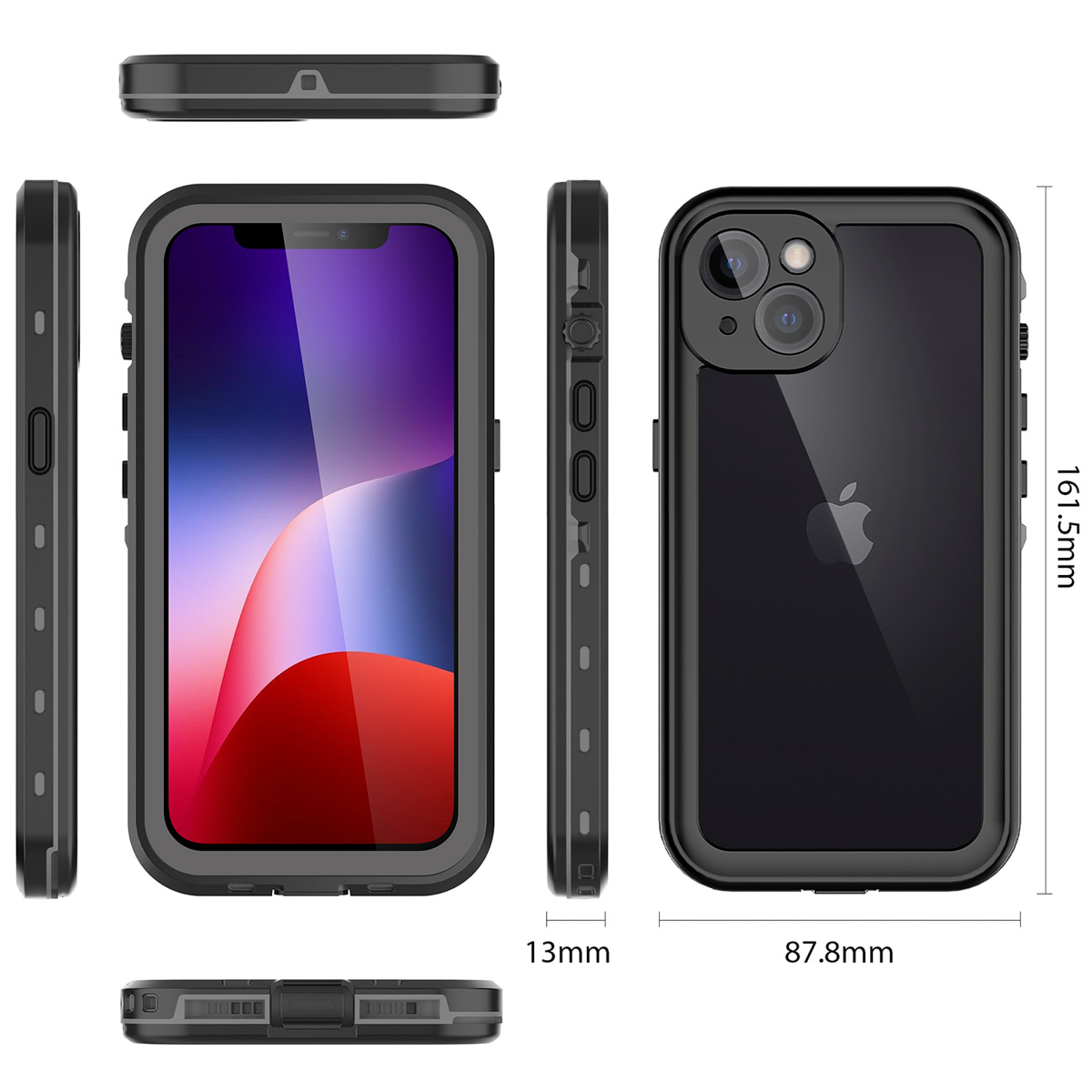 Redpepper Dot Plus Waterproof Backcover Apple iPhone 13 - Zwart - Afbeelding 3