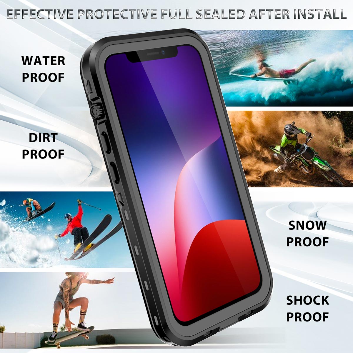 Redpepper Dot Plus Waterproof Backcover Apple iPhone 13 - Zwart - Afbeelding 8