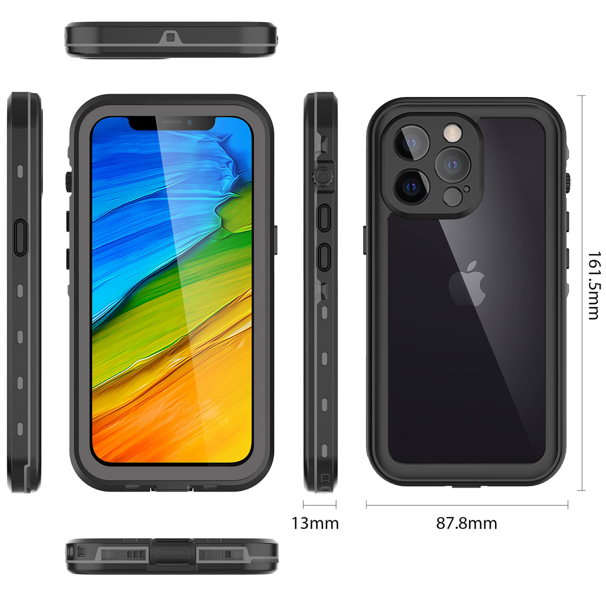 Redpepper Dot Plus Waterproof Backcover Apple iPhone 13 Pro - Zwart - Afbeelding 3