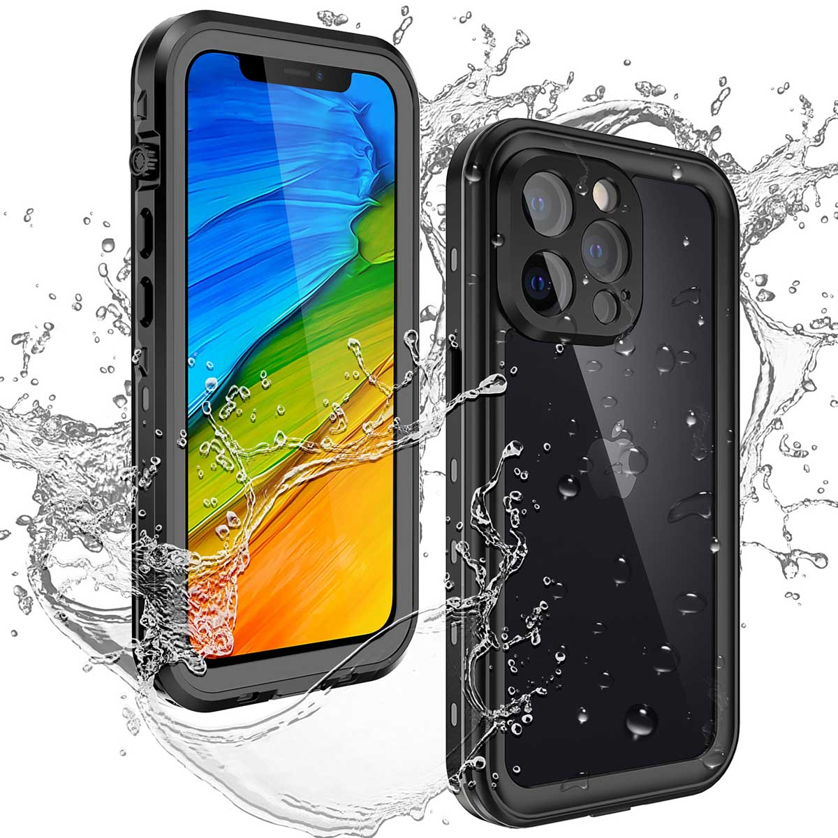 Redpepper Dot Plus Waterproof Backcover Apple iPhone 13 Pro - Zwart - Afbeelding 2