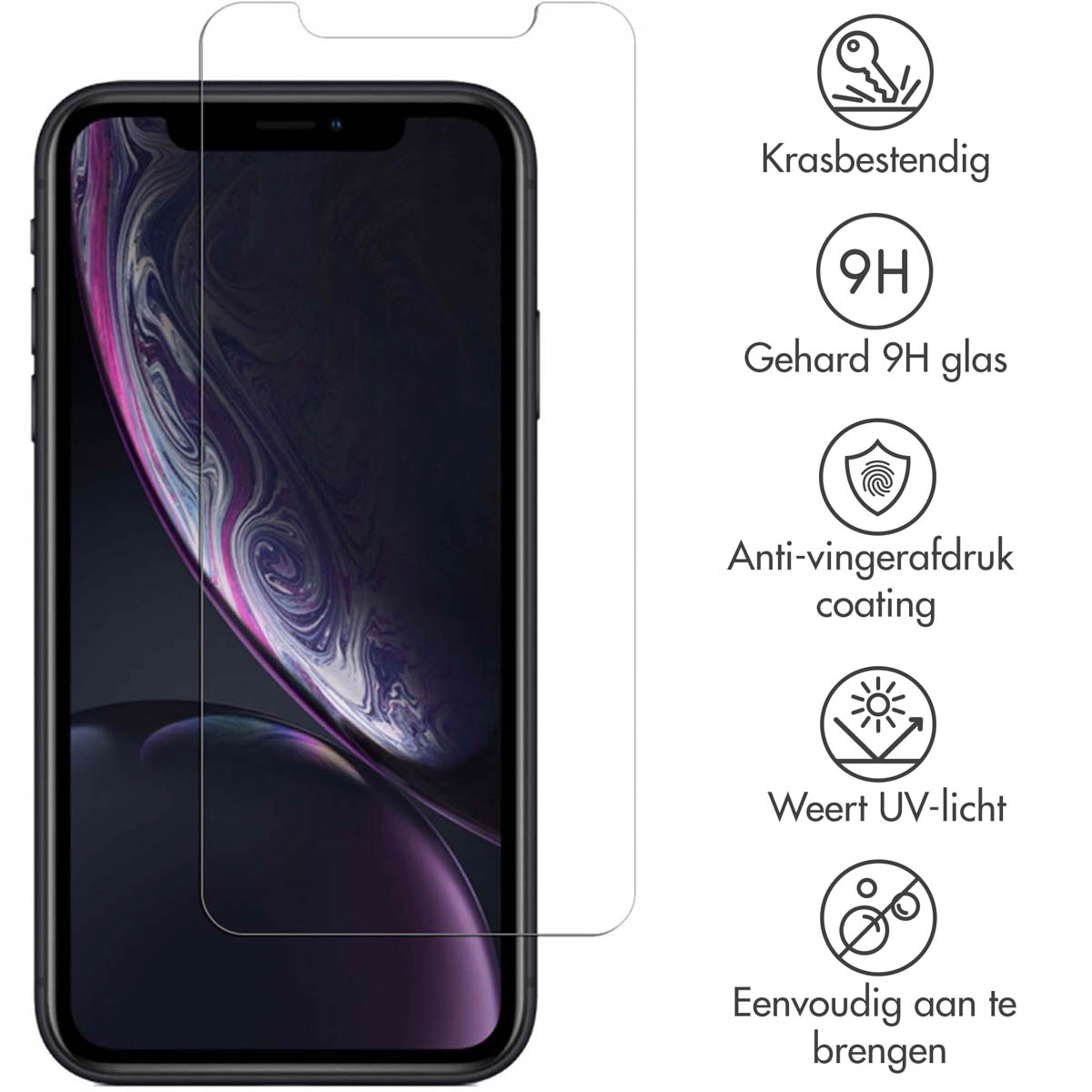 Accezz Gehard Glas Screenprotector Apple iPhone 12 (Pro) / 11 / Xr - Afbeelding 4
