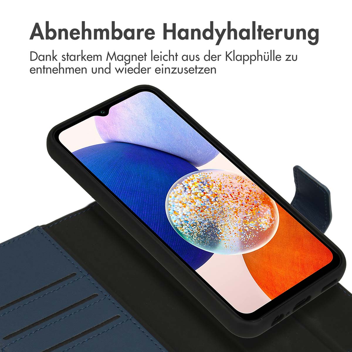 Accezz Premium Leather 2 in 1 Wallet Bookcase Samsung Galaxy A14 (5G/4G) - Donkerblauw - Afbeelding 8