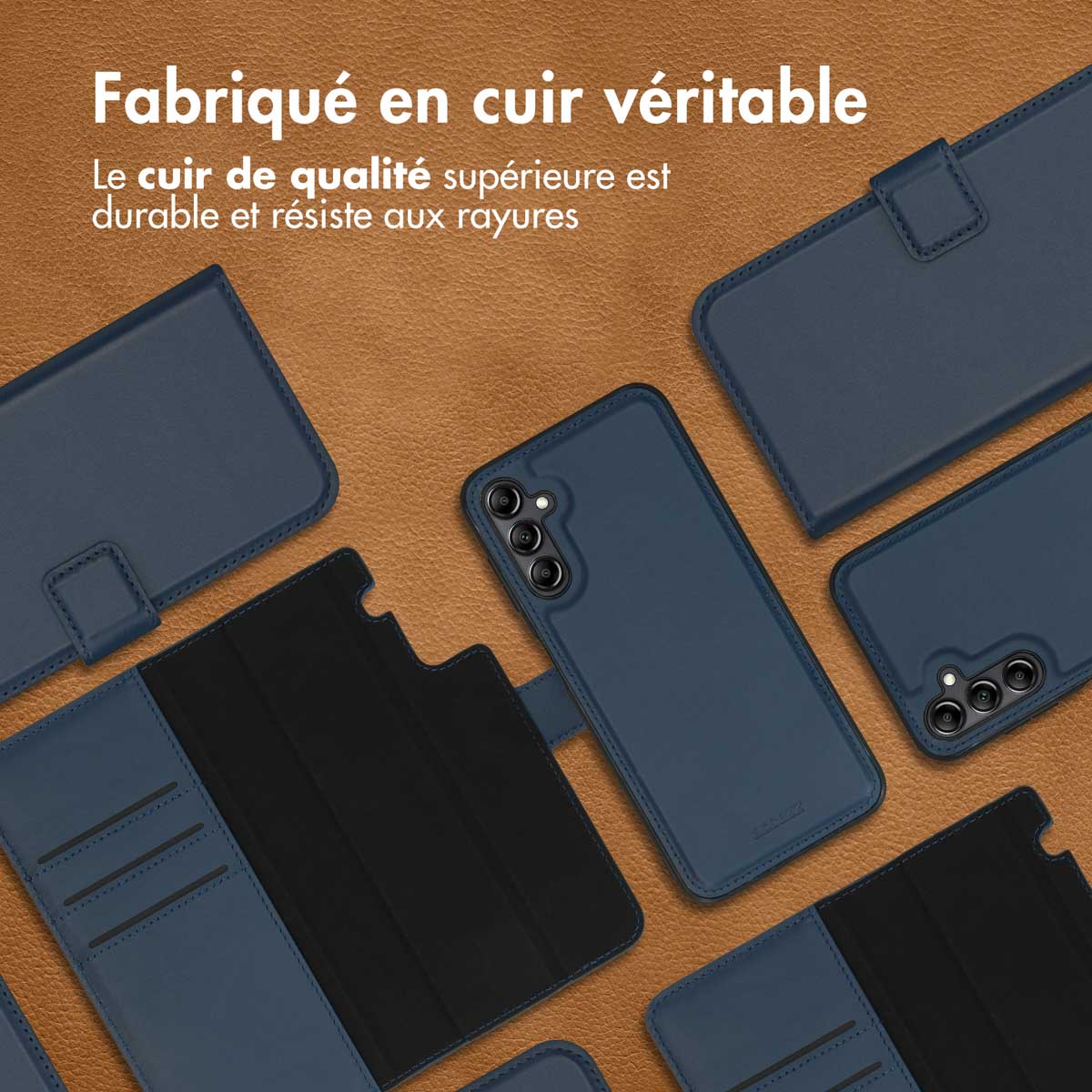 Accezz Premium Leather 2 in 1 Wallet Bookcase Samsung Galaxy A14 (5G/4G) - Donkerblauw - Afbeelding 4