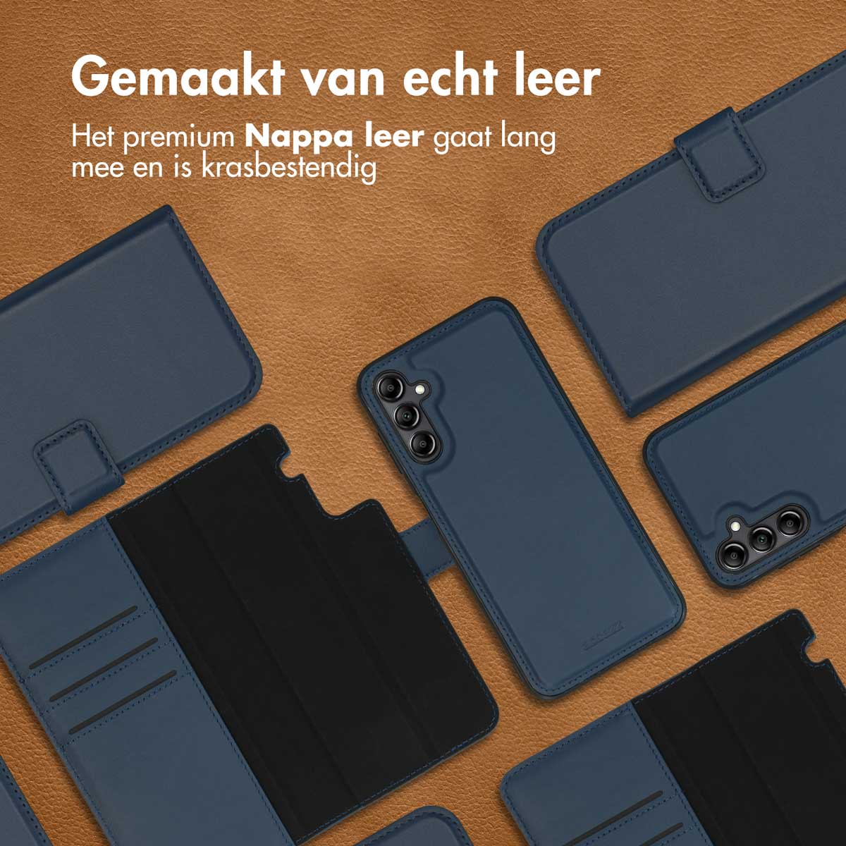 Accezz Premium Leather 2 in 1 Wallet Bookcase Samsung Galaxy A14 (5G/4G) - Donkerblauw - Afbeelding 6