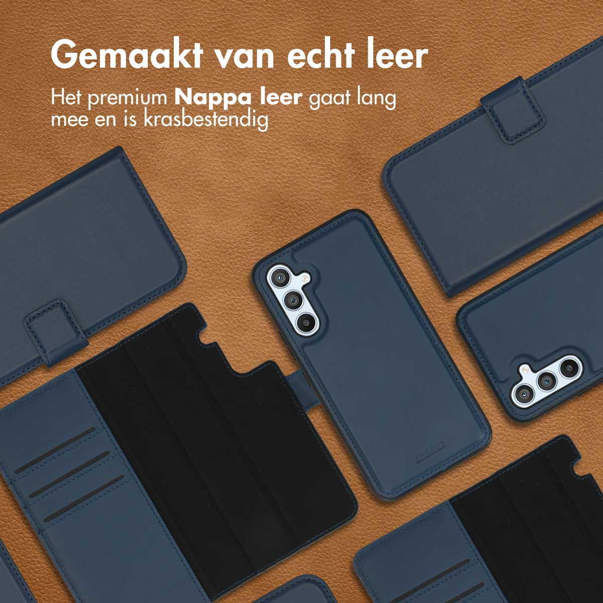 Accezz Premium Leather 2 in 1 Wallet Bookcase Samsung Galaxy A54 (5G) - Donkerblauw - Afbeelding 6
