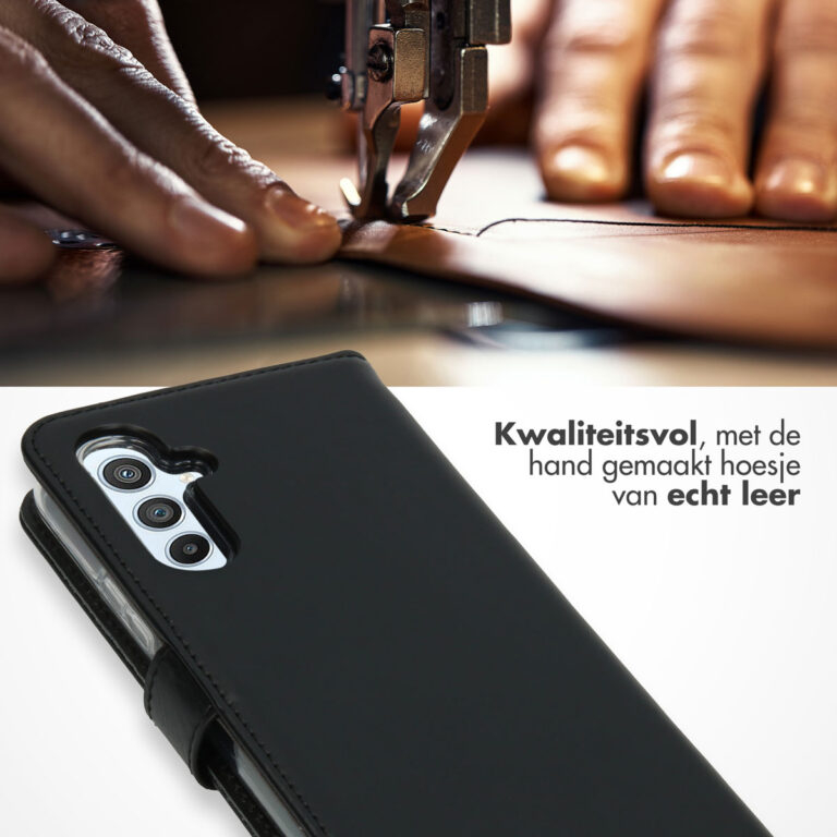 Selencia Echt Lederen Bookcase Samsung Galaxy A54 (5G) - Zwart - Afbeelding 4