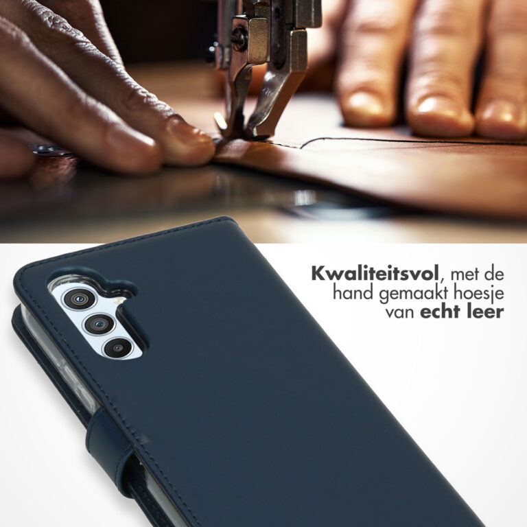 Selencia Echt Lederen Bookcase Samsung Galaxy A54 (5G) - Blauw - Afbeelding 4
