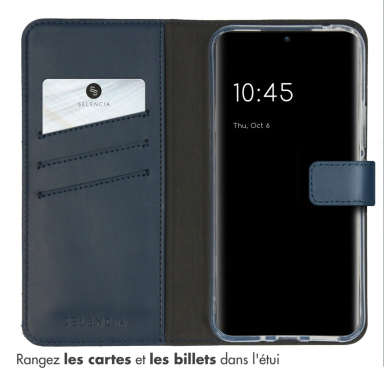 Selencia Echt Lederen Bookcase Samsung Galaxy A54 (5G) - Blauw - Afbeelding 7