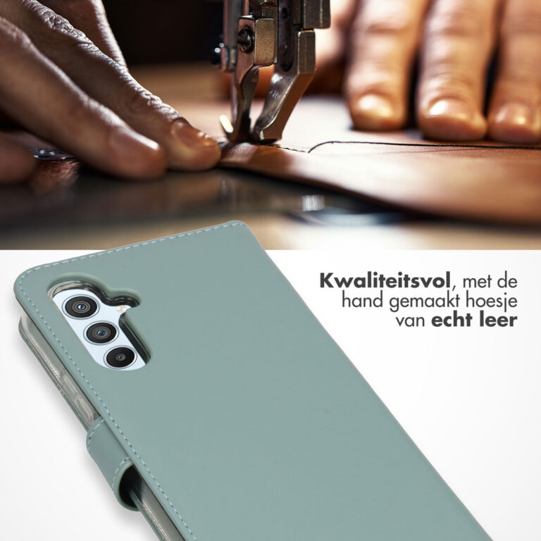 Selencia Echt Lederen Bookcase Samsung Galaxy A54 (5G) - Air Blue - Afbeelding 4