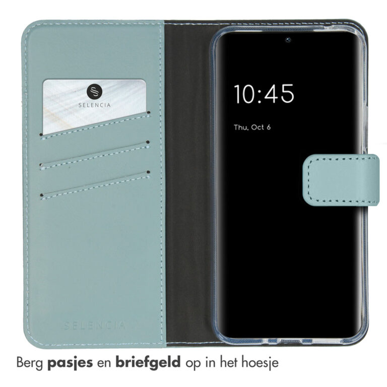 Selencia Echt Lederen Bookcase Samsung Galaxy A54 (5G) - Air Blue - Afbeelding 3