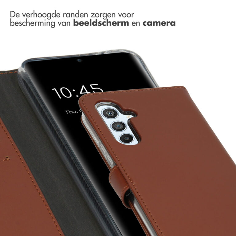 Selencia Echt Lederen Bookcase Samsung Galaxy A54 (5G) - Lichtbruin - Afbeelding 2