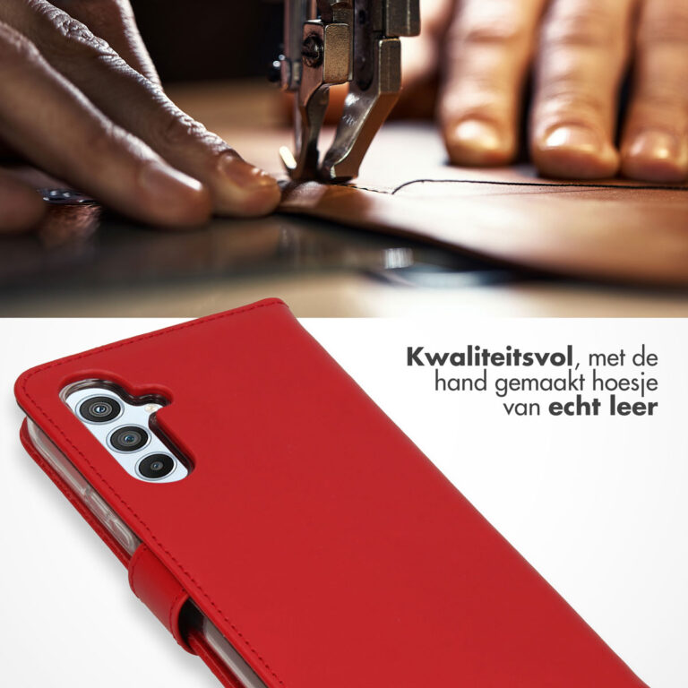 Selencia Echt Lederen Bookcase Samsung Galaxy A54 (5G) - Rood - Afbeelding 4