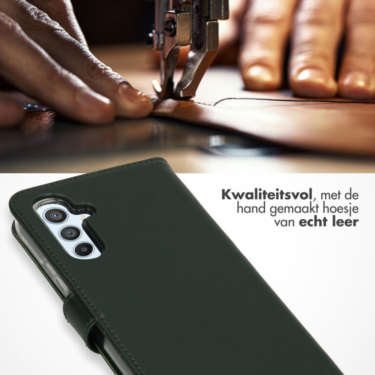 Selencia Echt Lederen Bookcase Samsung Galaxy A54 (5G) - Groen - Afbeelding 4