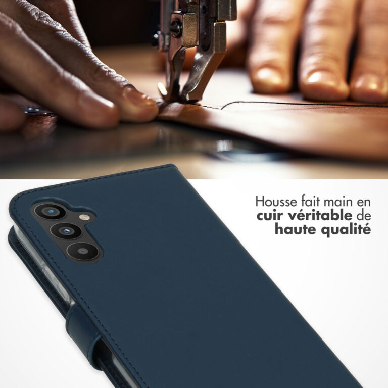Selencia Echt Lederen Bookcase Samsung Galaxy A34 (5G) - Blauw - Afbeelding 8