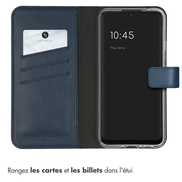 Selencia Echt Lederen Bookcase Samsung Galaxy A34 (5G) - Blauw - Afbeelding 7