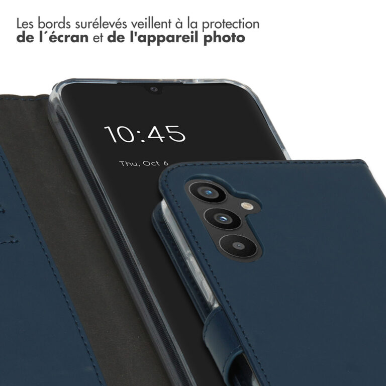 Selencia Echt Lederen Bookcase Samsung Galaxy A34 (5G) - Blauw - Afbeelding 6