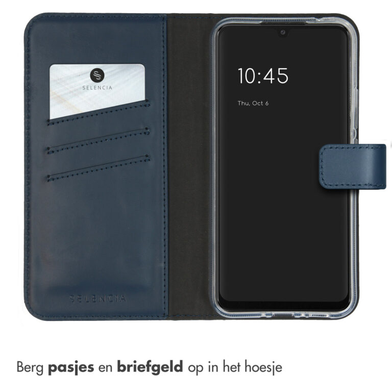 Selencia Echt Lederen Bookcase Samsung Galaxy A34 (5G) - Blauw - Afbeelding 3
