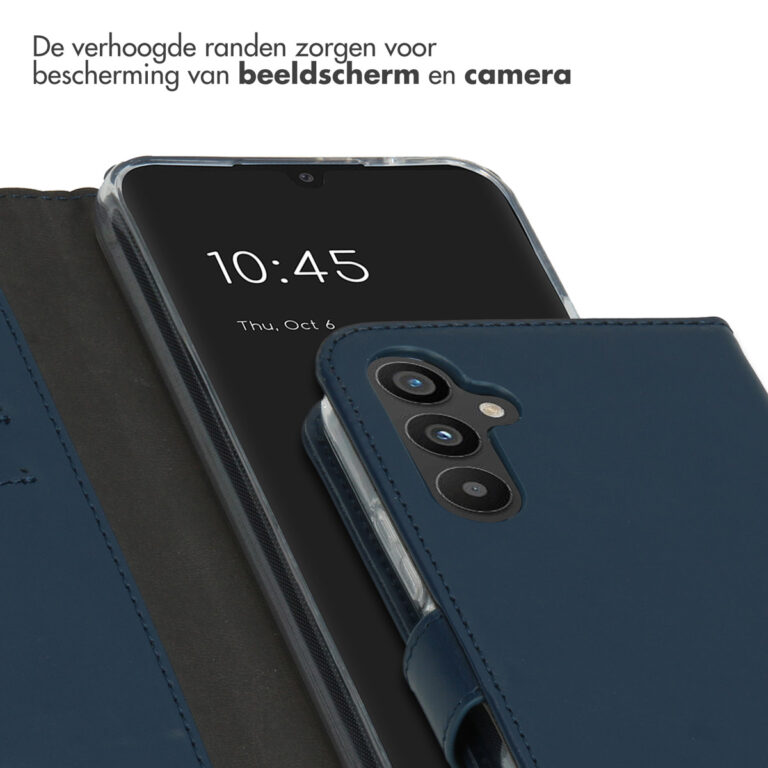 Selencia Echt Lederen Bookcase Samsung Galaxy A34 (5G) - Blauw - Afbeelding 2