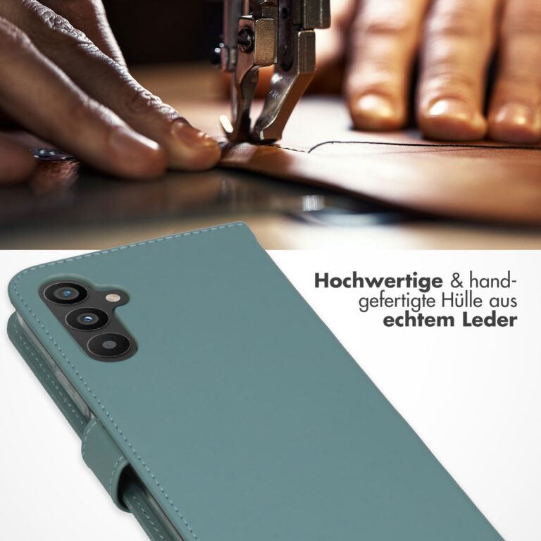 Selencia Echt Lederen Bookcase Samsung Galaxy A34 (5G) - Air Blue - Afbeelding 7