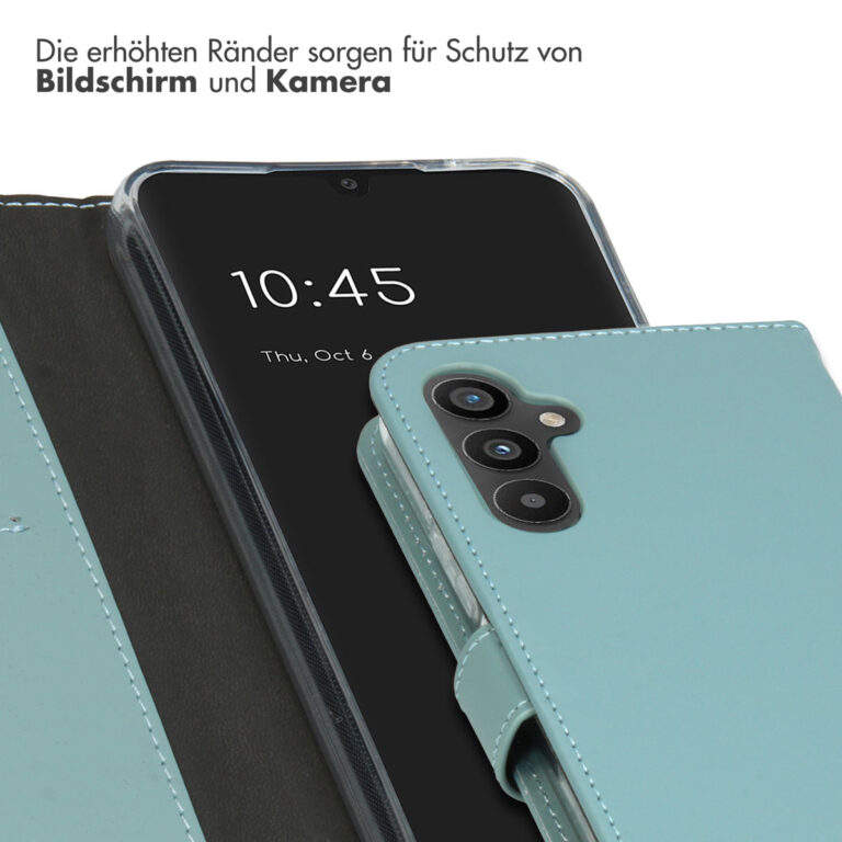 Selencia Echt Lederen Bookcase Samsung Galaxy A34 (5G) - Air Blue - Afbeelding 5