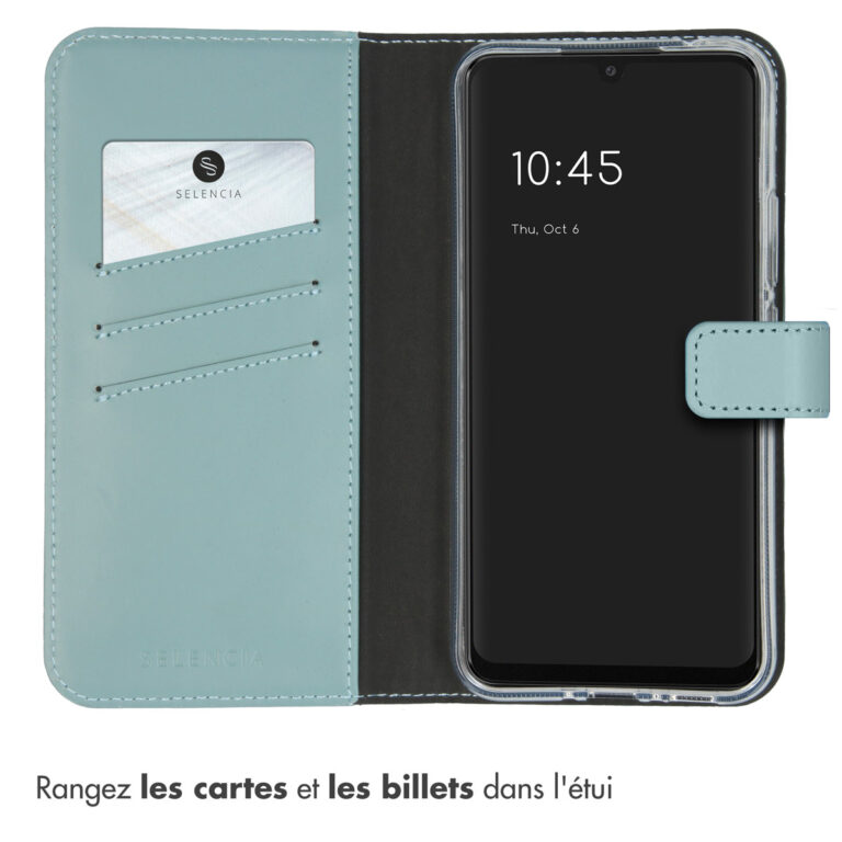 Selencia Echt Lederen Bookcase Samsung Galaxy A34 (5G) - Air Blue - Afbeelding 3