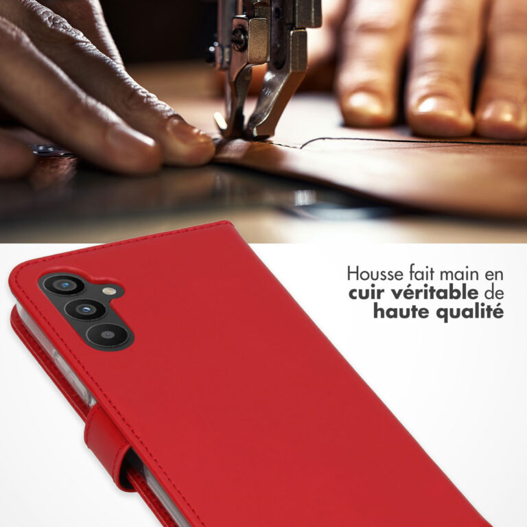 Selencia Echt Lederen Bookcase Samsung Galaxy A34 (5G) - Rood - Afbeelding 8