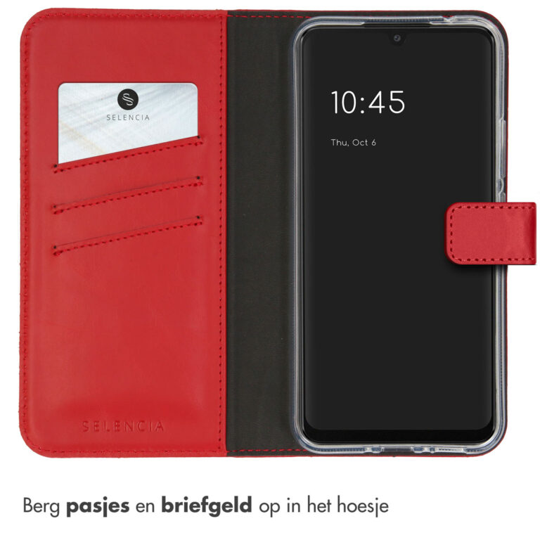 Selencia Echt Lederen Bookcase Samsung Galaxy A34 (5G) - Rood - Afbeelding 3