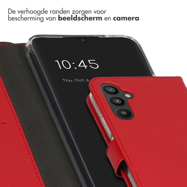 Selencia Echt Lederen Bookcase Samsung Galaxy A34 (5G) - Rood - Afbeelding 2