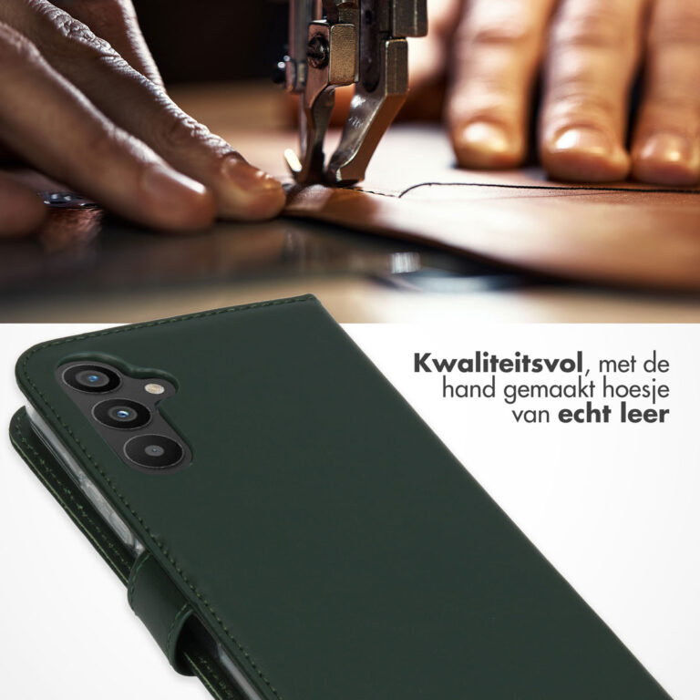 Selencia Echt Lederen Bookcase Samsung Galaxy A34 (5G) - Groen - Afbeelding 4