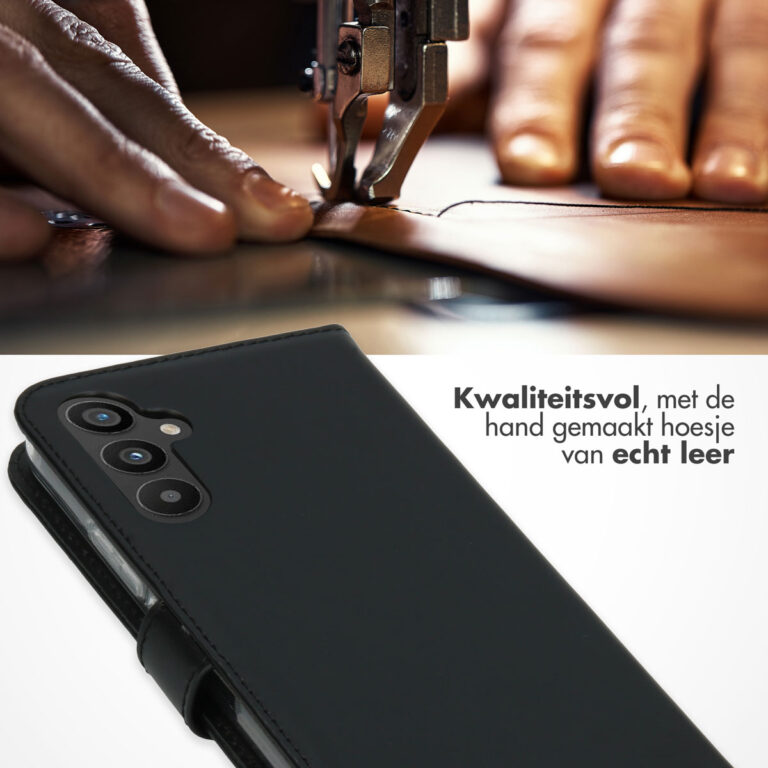 Selencia Echt Lederen Bookcase Samsung Galaxy A34 (5G) - Zwart - Afbeelding 4
