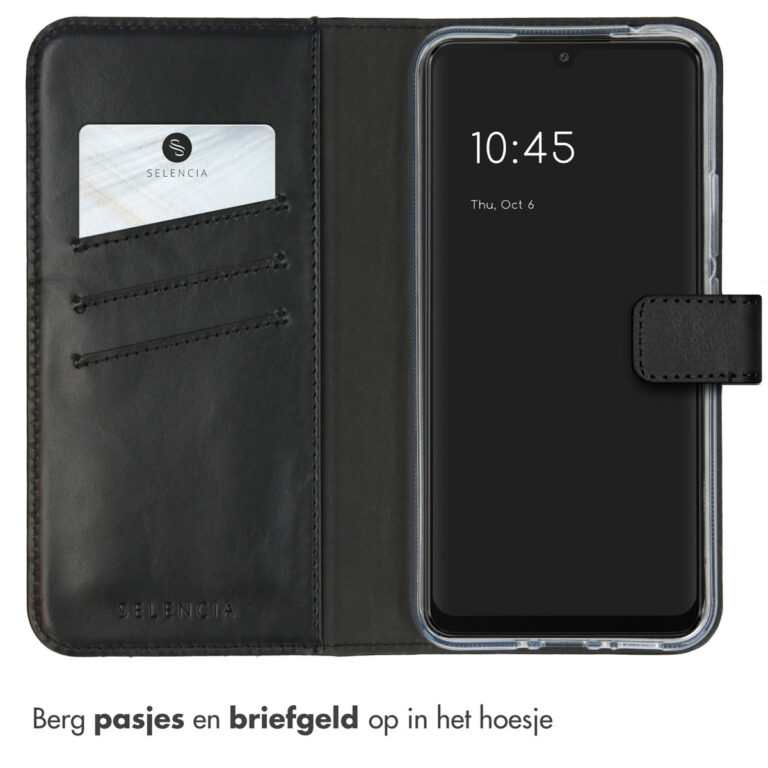 Selencia Echt Lederen Bookcase Samsung Galaxy A34 (5G) - Zwart - Afbeelding 2