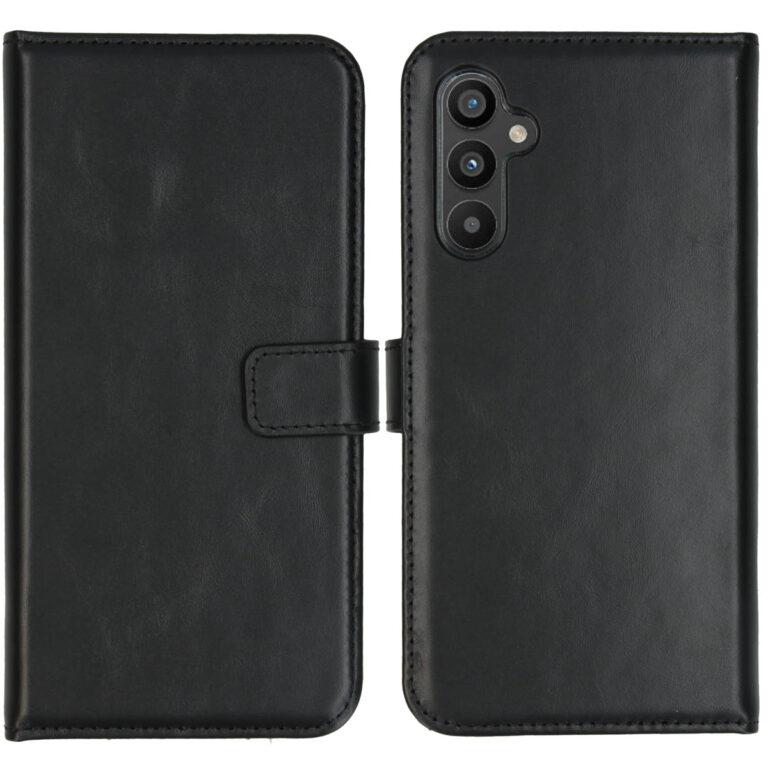 Selencia Echt Lederen Bookcase Samsung Galaxy A34 (5G) - Zwart - Afbeelding 3